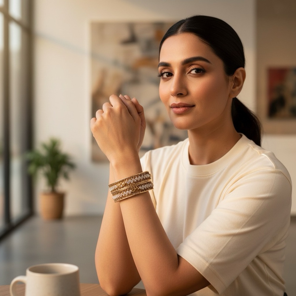 NWT Gold & Crystal Bangle Set (Set of 2) - Boutique